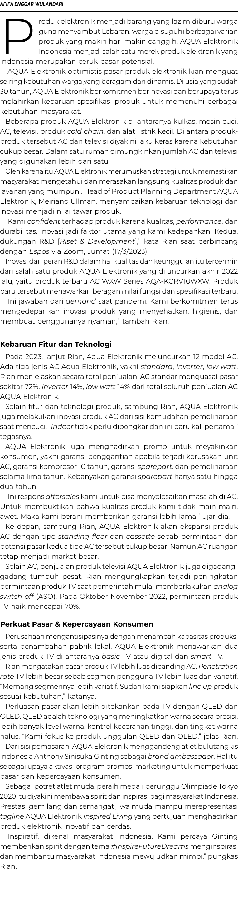 AFIFA ENGGAR WULANDARI Produk elektronik menjadi barang yang lazim diburu warga guna menyambut Lebaran. warga disuguh...