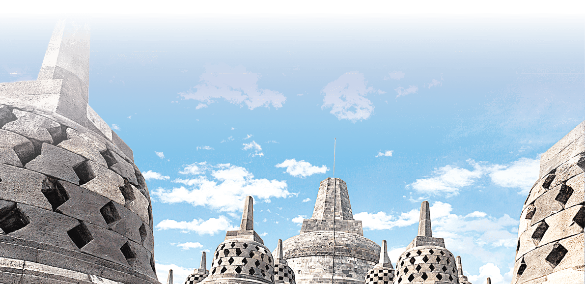 Stupas in Borobudur Temple, Central Java, Indonesia