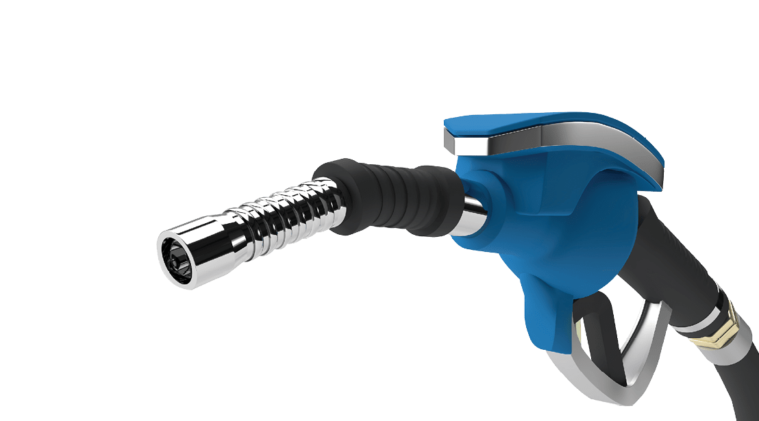 3D Render fuel pump nozzle isolated on Color Background.